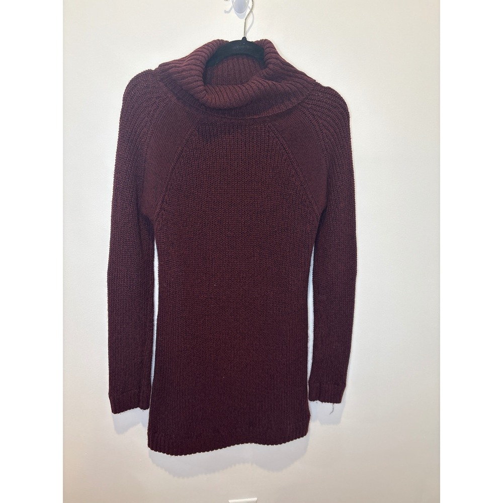 MLTATM‎ Burgundy Cowl Neck Chunky Knit Sweater Dress Tunic Size M